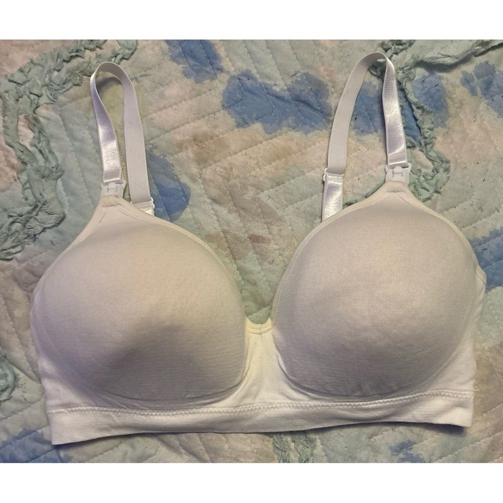 Women's White Plus Size Seamless‎ Microfiber Clip Down Nursing Bra, Size 1X